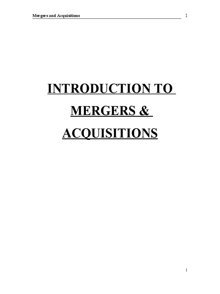 Mergers vs. Acquisitions Explained | PDF | Mergers And Acquisitions ...
