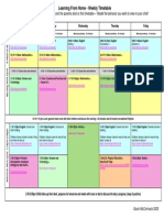 Learning from home Timetable for Parents.