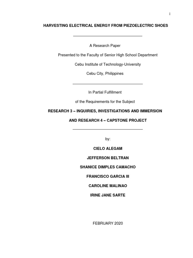Energy Harvesting from Piezoelectric Shoes | PDF | Piezoelectricity ...