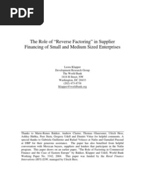Reverse Factoring Factoring Finance Credit