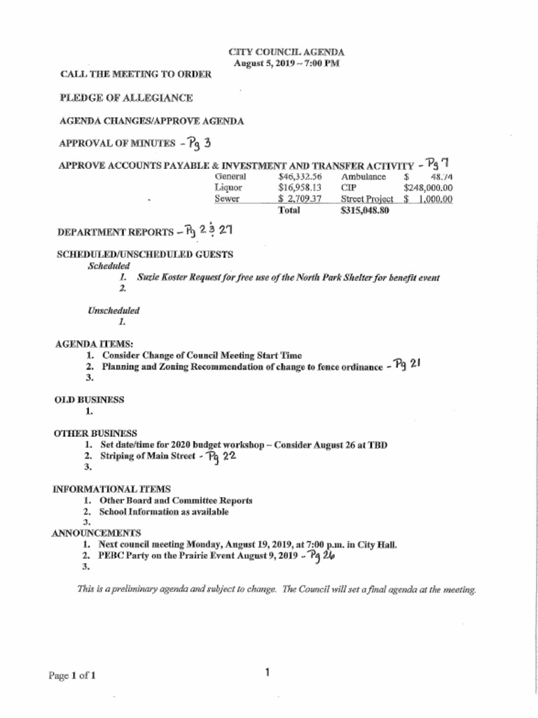 Lakefield City Council Aug. 5 Packet PDF