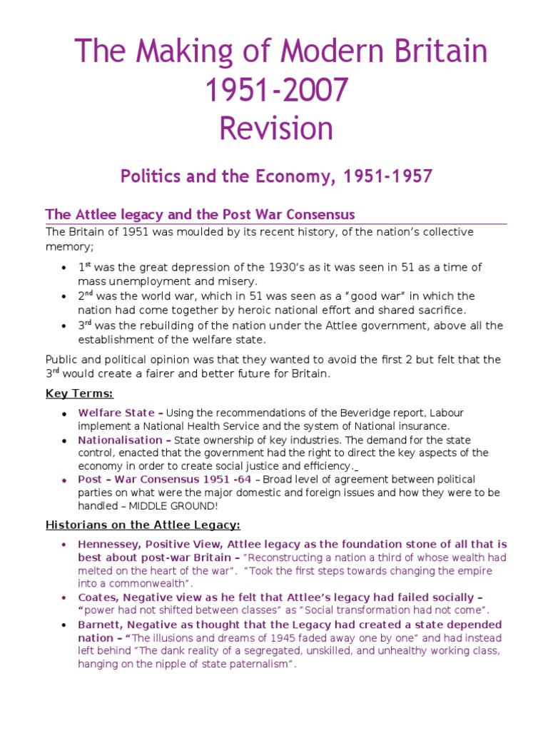Modern Britain: 1951-2007 Overview | PDF | British Empire | Labour ...