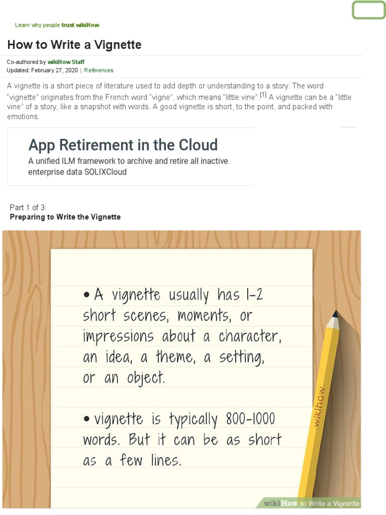 How To Write A Vignette (With Examples) - WikiHow  PDF