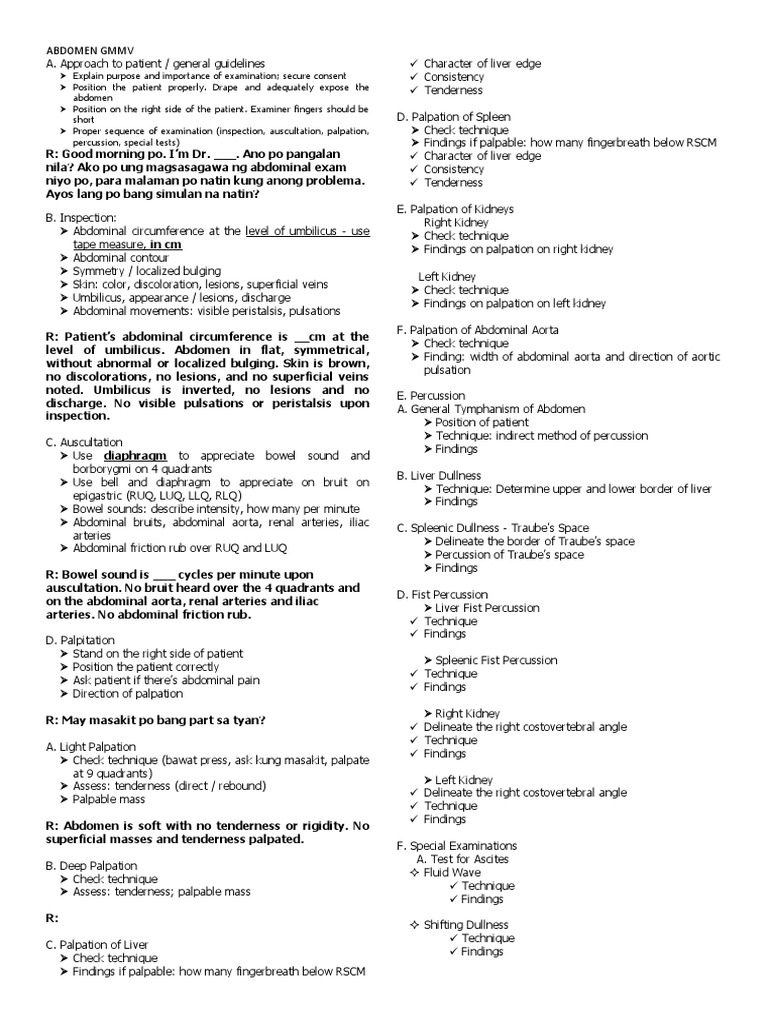 Abdomen Exam | PDF | Abdomen | Medicine