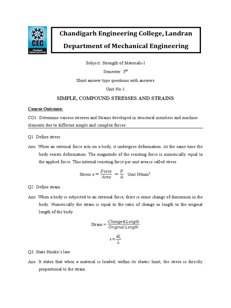 Stress and Strain Concepts Explained | PDF | Deformation (Mechanics ...