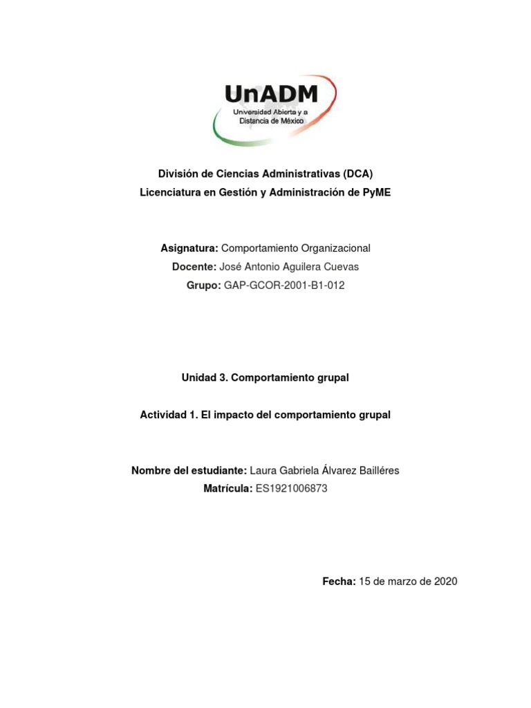 Gcor U3 A1 Laab PDF | PDF | Comportamiento organizacional | Liderazgo