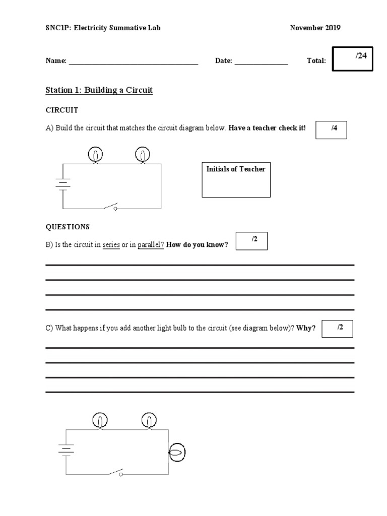 snc1p Electricity Summative Lab | PDF | Series And Parallel Circuits ...