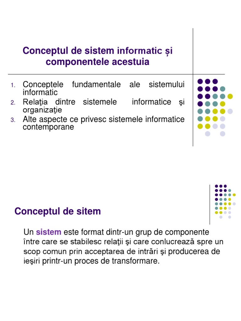 01-Conceptul de Sistem Informatic Și Componentele Acestuia PDF | PDF