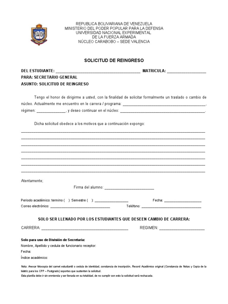 Solicitud De Reingreso Politica Gobierno