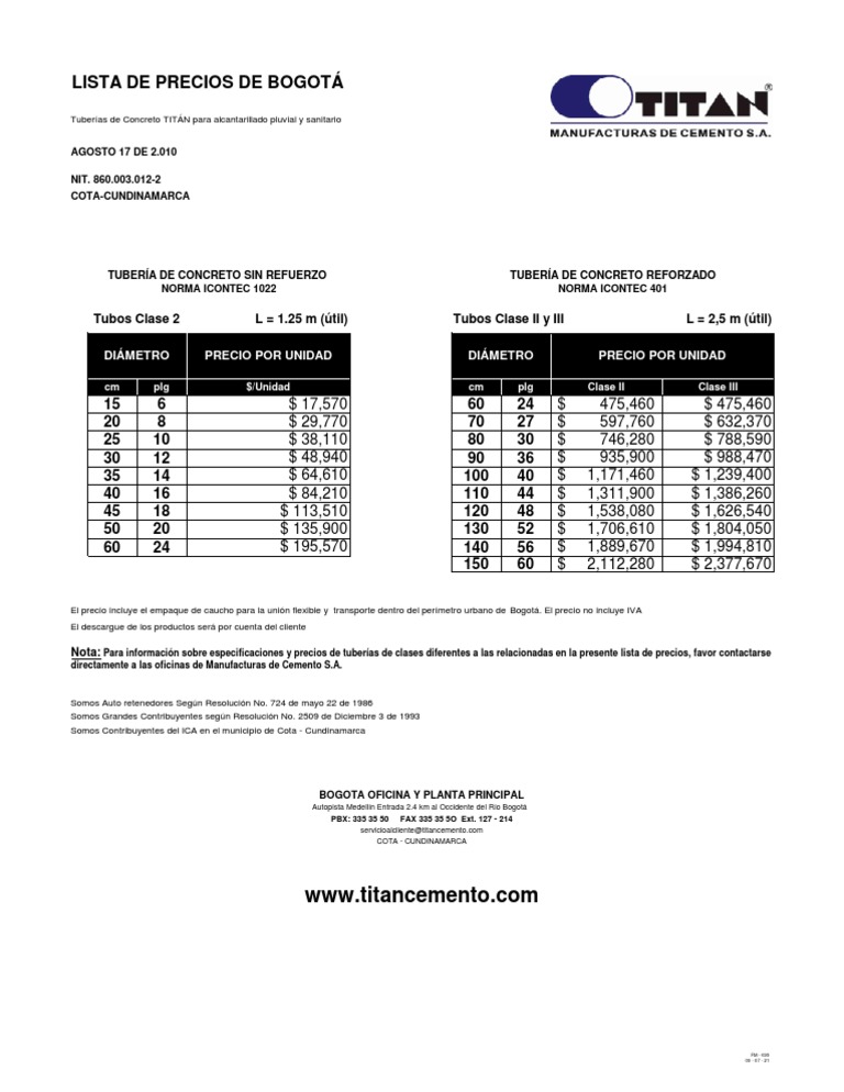 Lista de Precios PDF Naturaleza Business