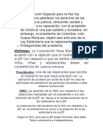 La Jurisdicción Especial para La Paz Fue Creada para Satisfacer Los Derechos de Las Víctimas A La Justicia