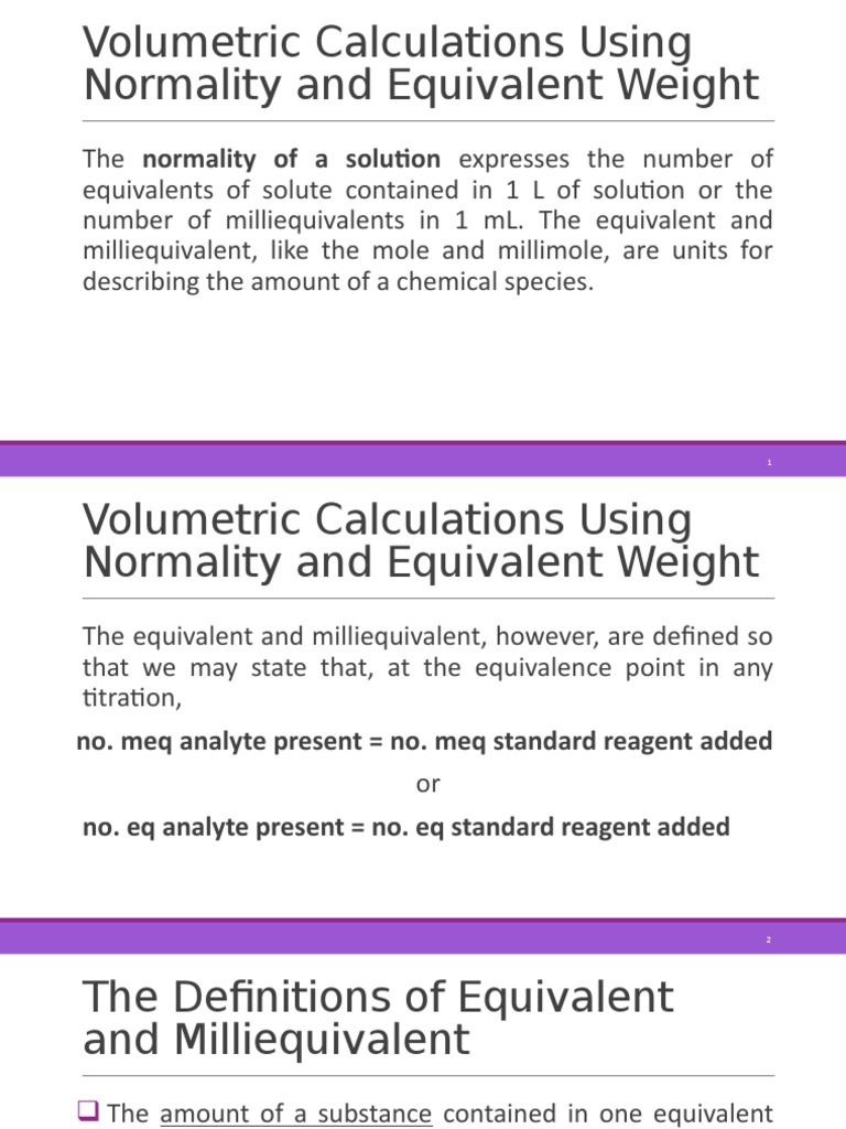 03 Normality | PDF | Titration | Chemistry