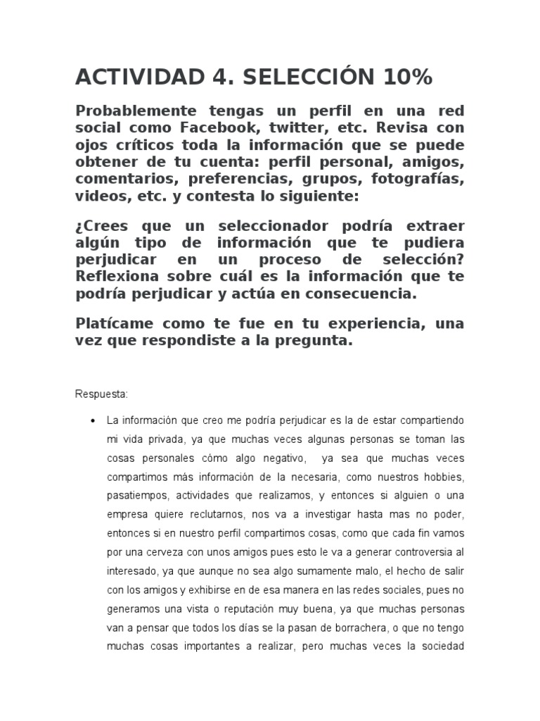 Actividad 4 | PDF | Crecimiento personal y profesional | Ciencias sociales