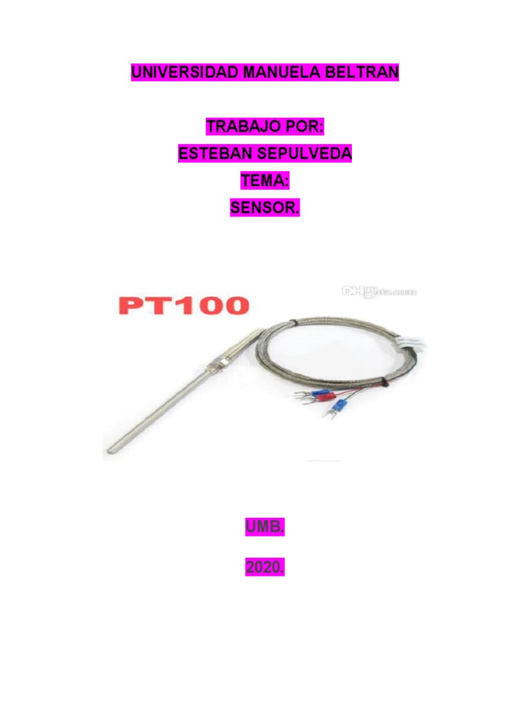 Sensor RTD PT100 | PDF | Sensor | Resistencia Eléctrica y Conductancia