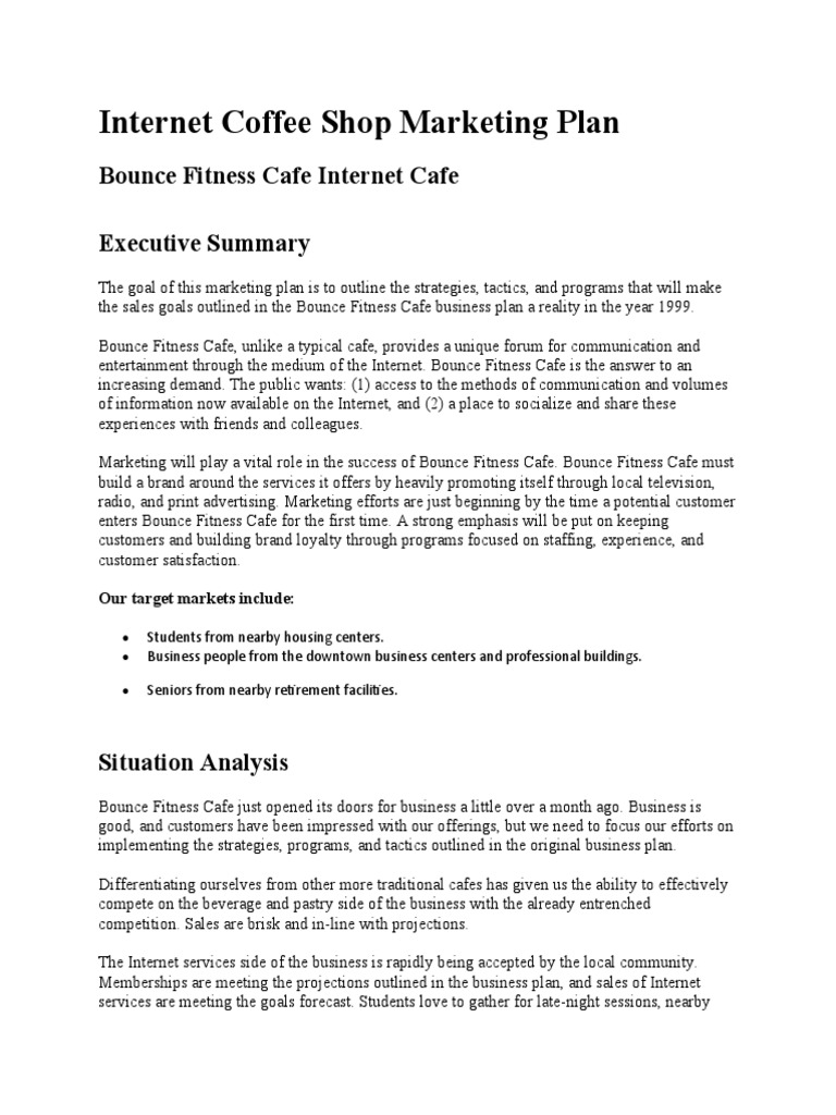 Coffee Shop Marketing Plan PDF Marketing