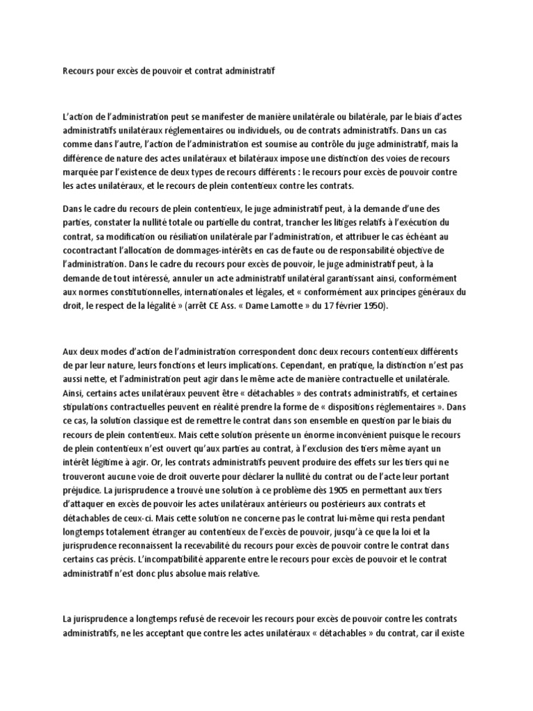 Dissertation recours pour exces pouvoir mean