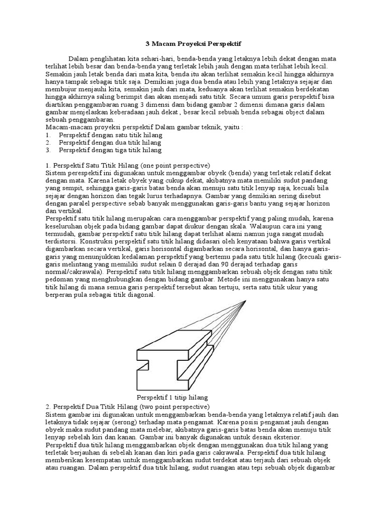 Tiga Jenis Proyeksi Perspektif | PDF | Metode & Bahan Ajar