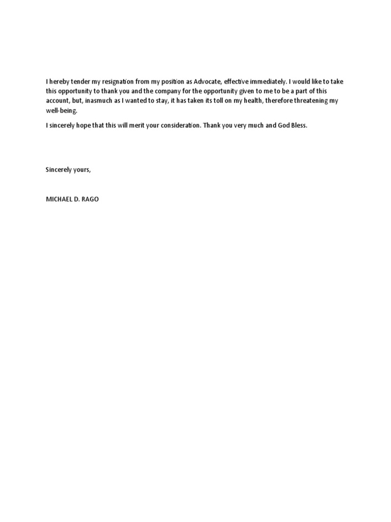 I Hereby Tender My Resignation From My Position As Advocate | PDF |  Self-Improvement, image size:768x1024