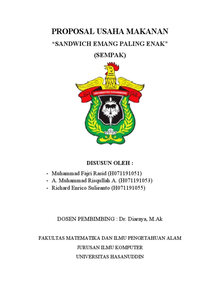 Proposal Usaha Makanan | PDF | Ilmu Sosial | Memasak, Makanan, & Anggur