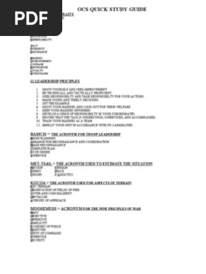 Ocs Quick Study Guide