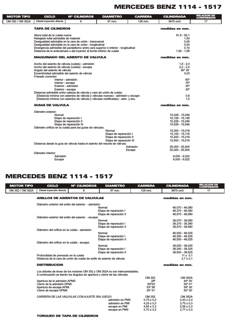 OM 352 Mercedes Benz PDF | PDF | Partes de vehículo | Máquinas rotativas