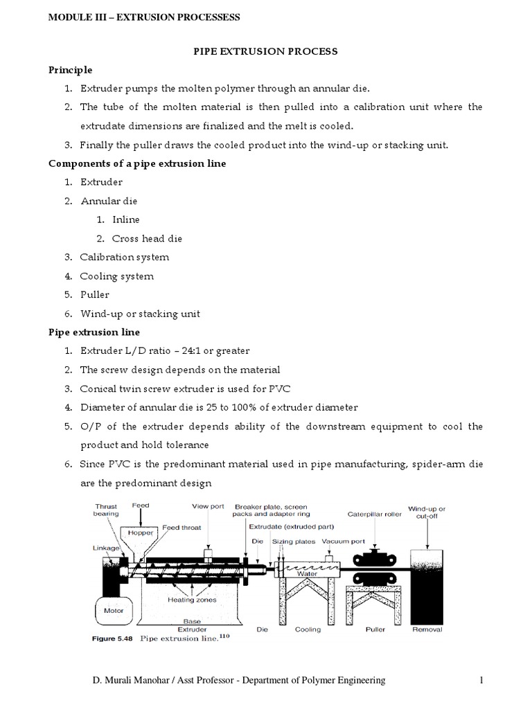 Pipe Extrusion Process Overview | PDF | Extrusion | Polyethylene