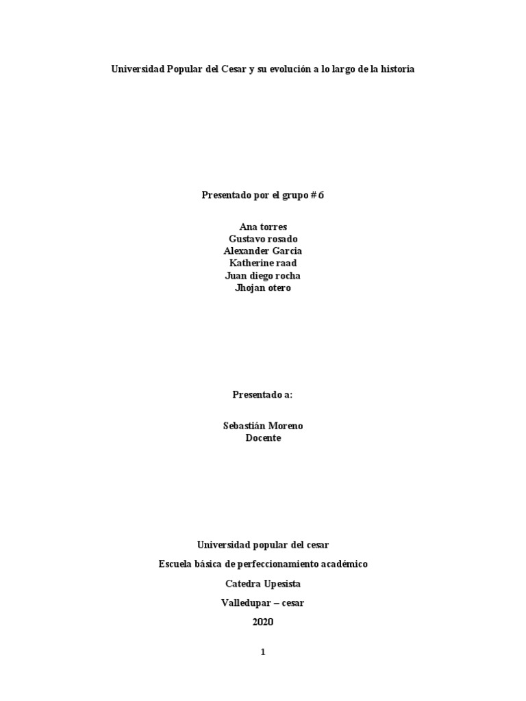 Evolución de la Universidad Popular del Cesar | PDF | Educación ...