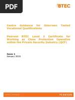 Pearson BTEC Level 3 Award For Working As A Close Protection Operative Within The Private Security Industry QCF