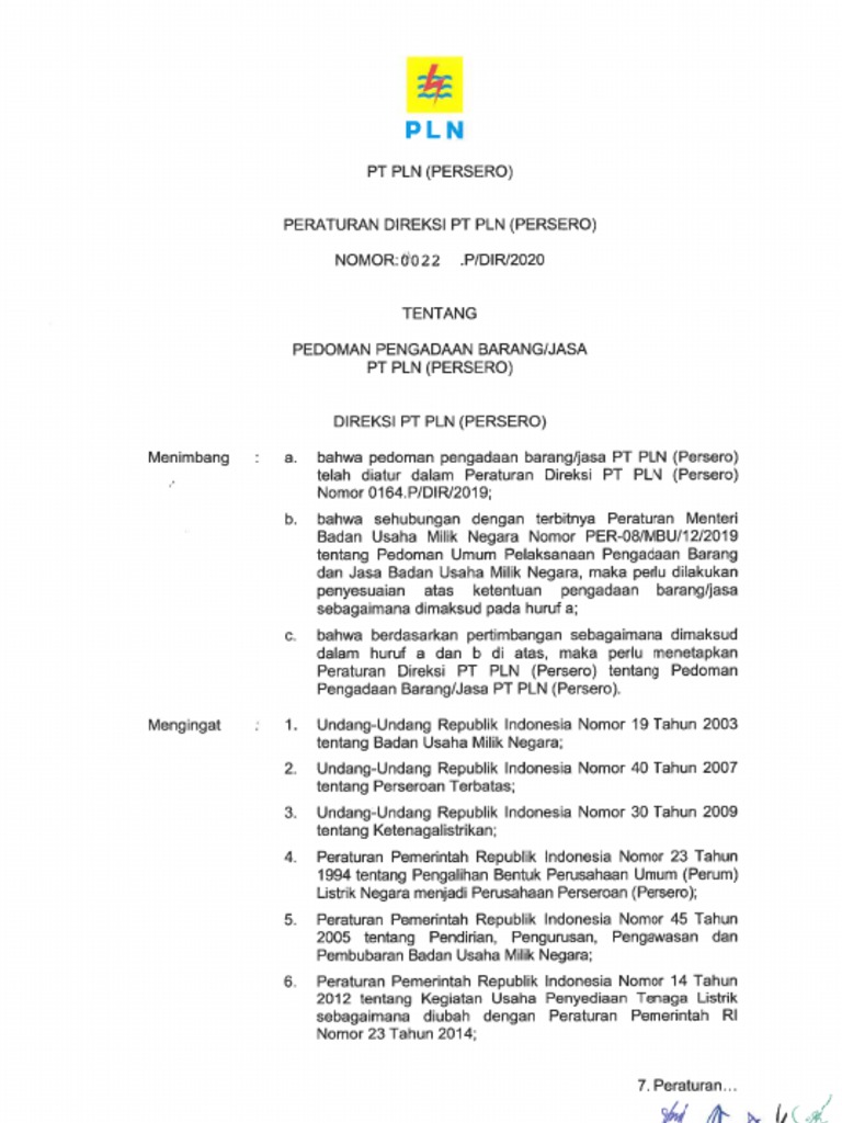 PERDIR No. 022.P.DIR.2020 PDF | PDF | Bisnis