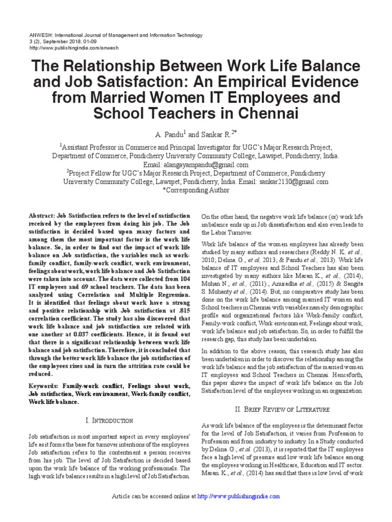 23.the Relationship Between Work Life Balance and Job Satisfaction PDF ...