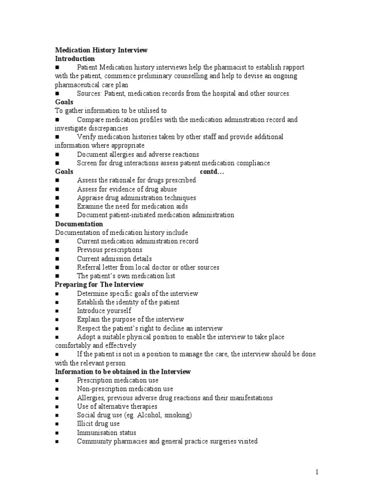 Significance Of Medication History Interview