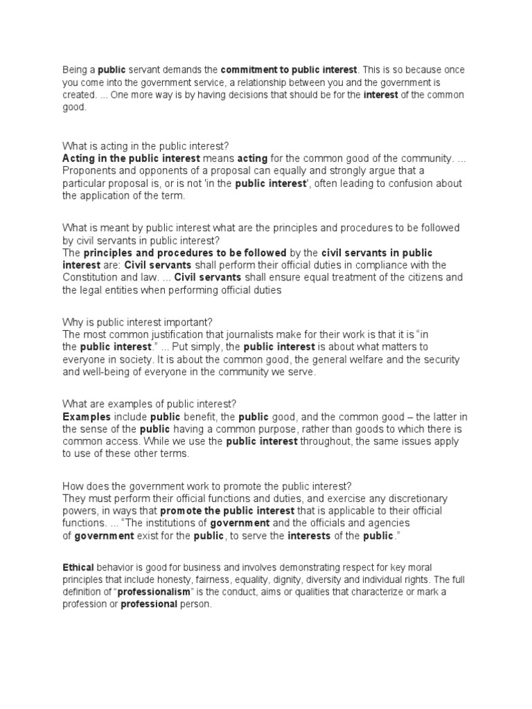 Code Of Conduct Notes Common Good Professional Ethics