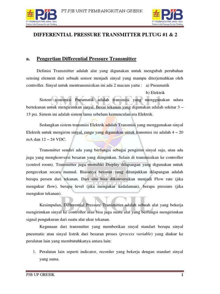Differential Pressure Transmitter PDF PDF