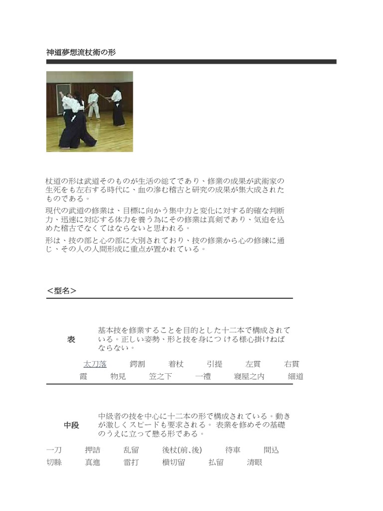 神道夢想流杖術の形 | PDF