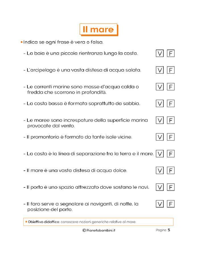 Geografia - Verifica Sul Mare PDF | PDF