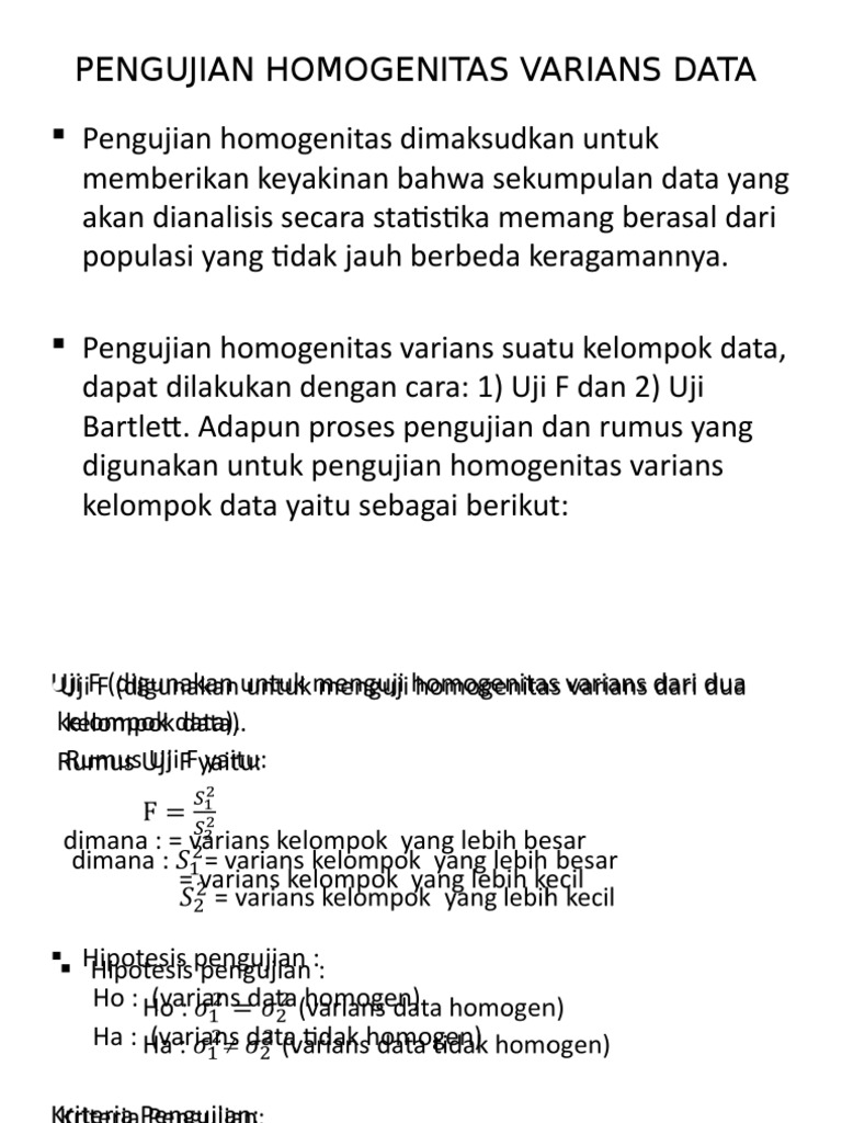 Uji Homogenitas Varians Data | PDF