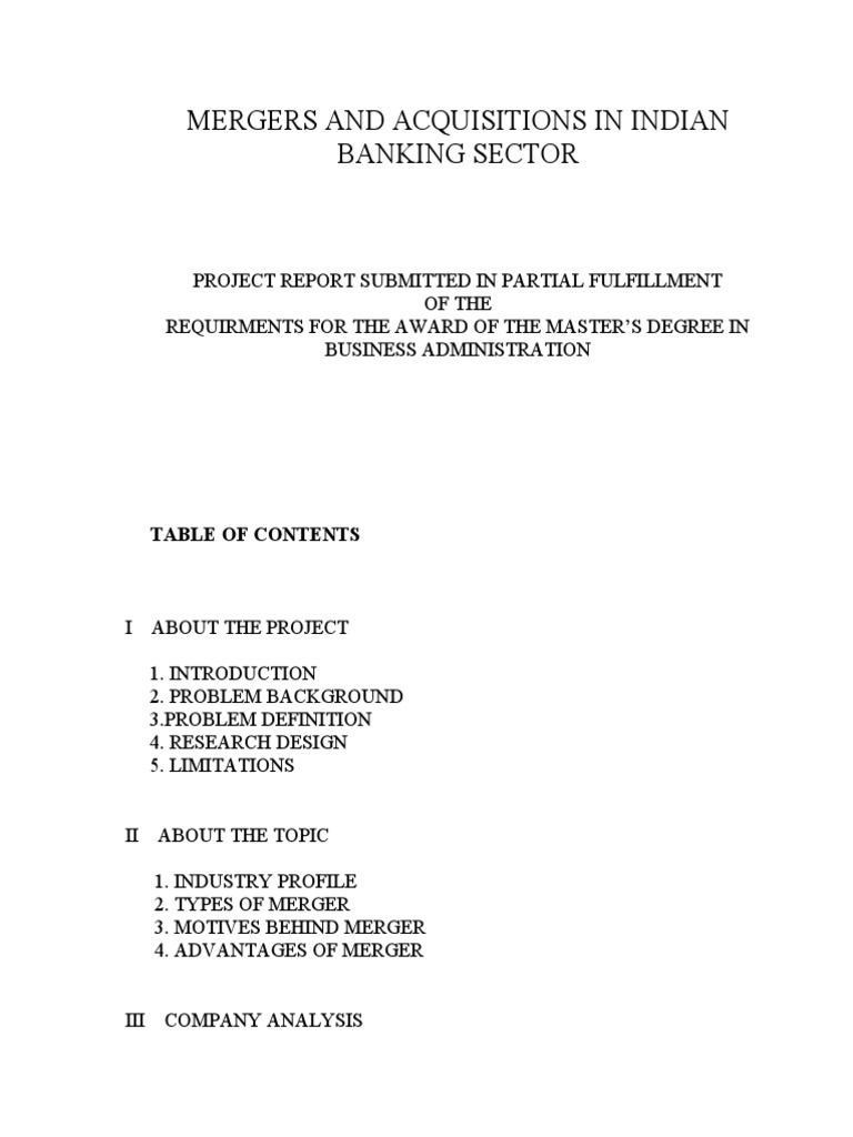 Indian Banking Sector Mergers Analysis | PDF | Mergers And Acquisitions ...