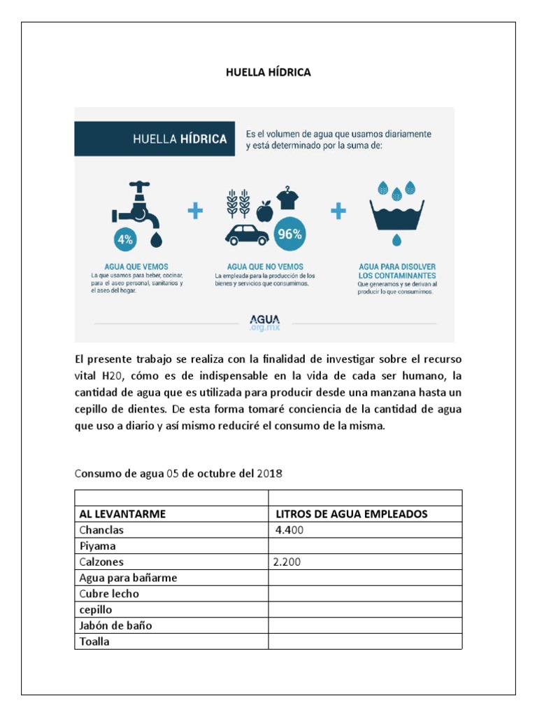 Huella Hídrica y Ahorro de Agua | PDF