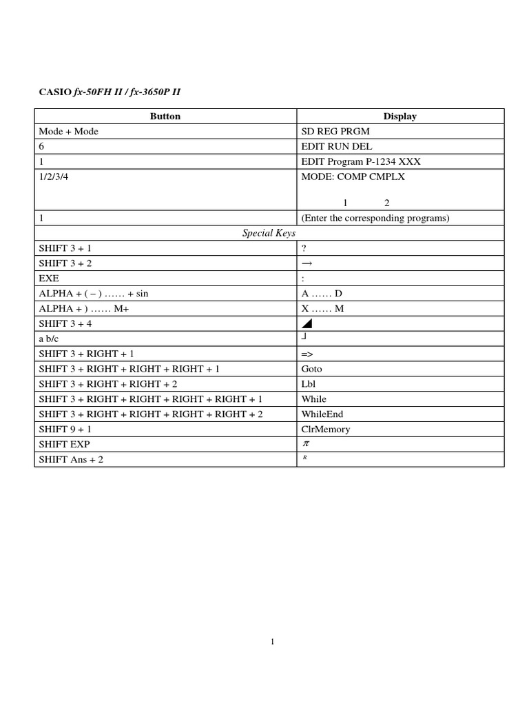 CASIO fx-50FH II Programming Guide | PDF | Trigonometric Functions |  Triangle