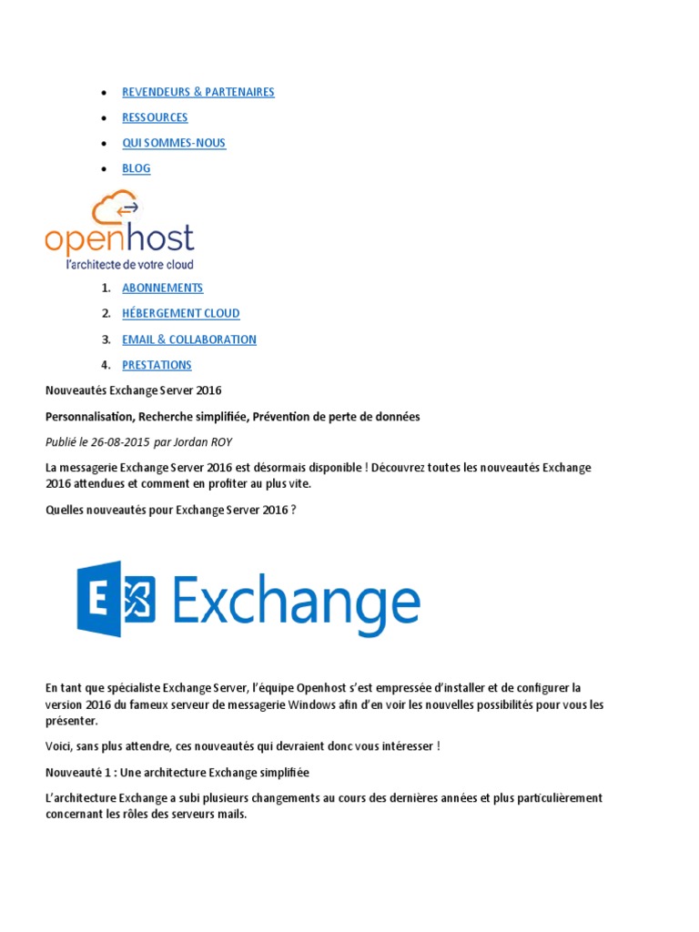 Exchange 2016 | PDF | Microsoft Office | Microsoft Exchange Server