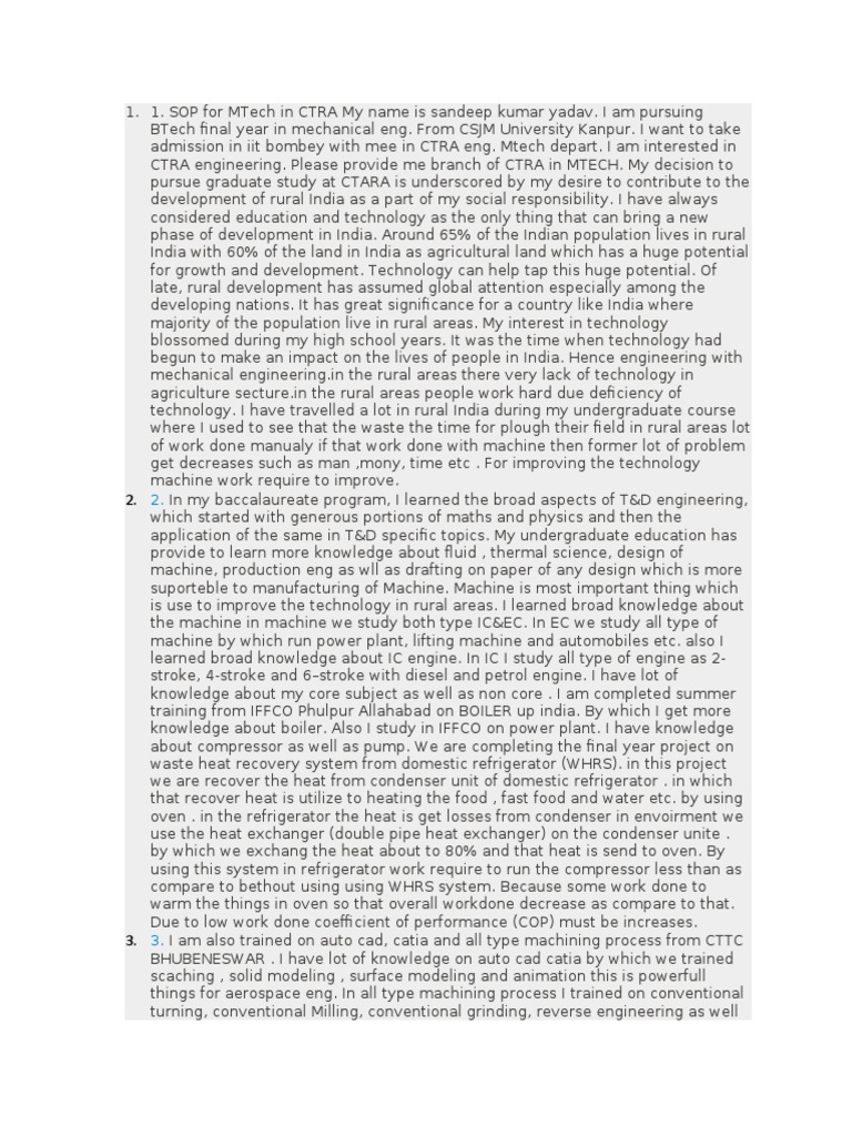 SOP For CTARA IIT BOMBAY PDF Heat Exchanger Educational Technology