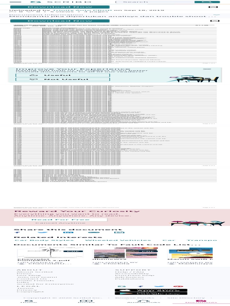 Fault Code List For Base Module (GM) Control Unit 2 Car Body Styles