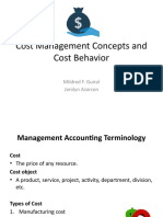Cost MGT Concept and Cost Behavior