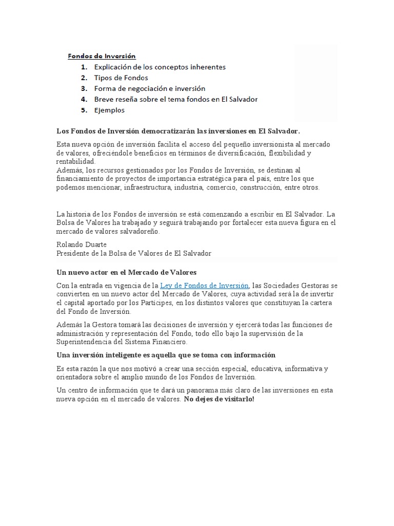 Fondos de Inversion | PDF | Fondo de inversión | Compartir (Finanzas)