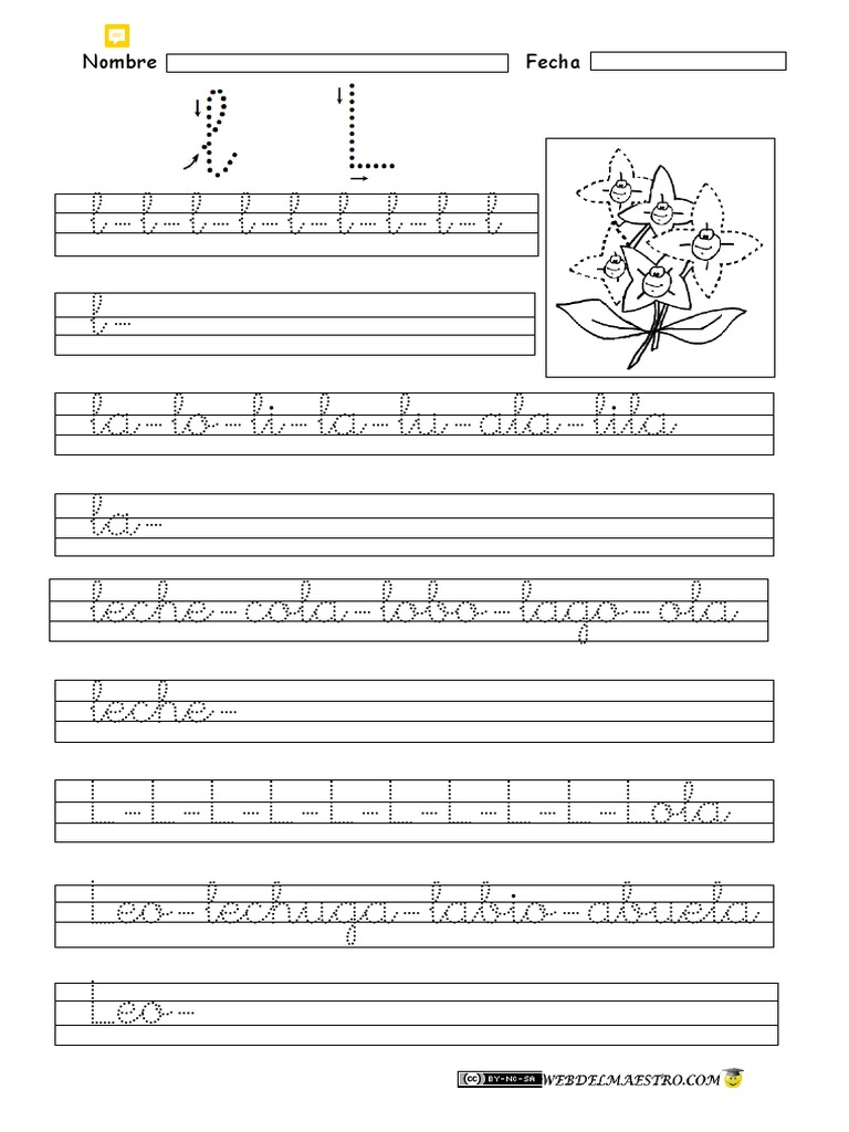 Ejercicios de Caligrafía Letra L PDF | PDF