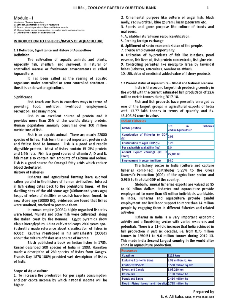Principles Of Aquaculture 2020 Notes Pdf Aquaculture Fishery