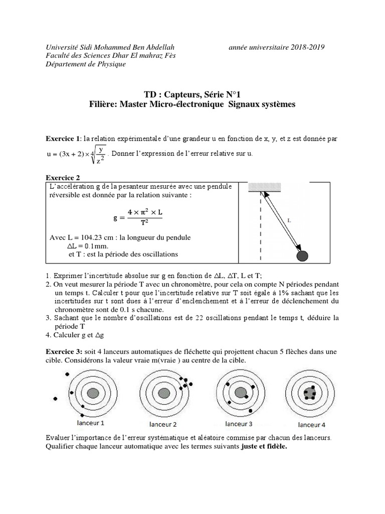 TD Capteurs : Exercices de Physique 2018-2019 | PDF | Conduction ...