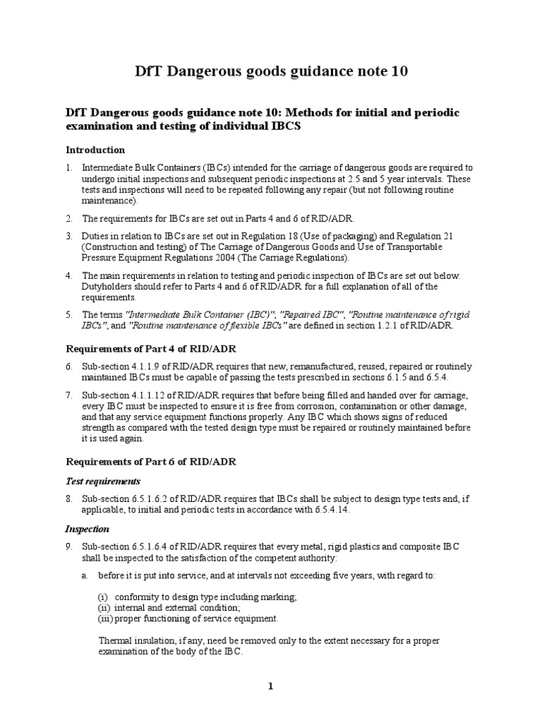 Dangerous Goods Guidance Note 10 PDF | PDF | Building Engineering ...
