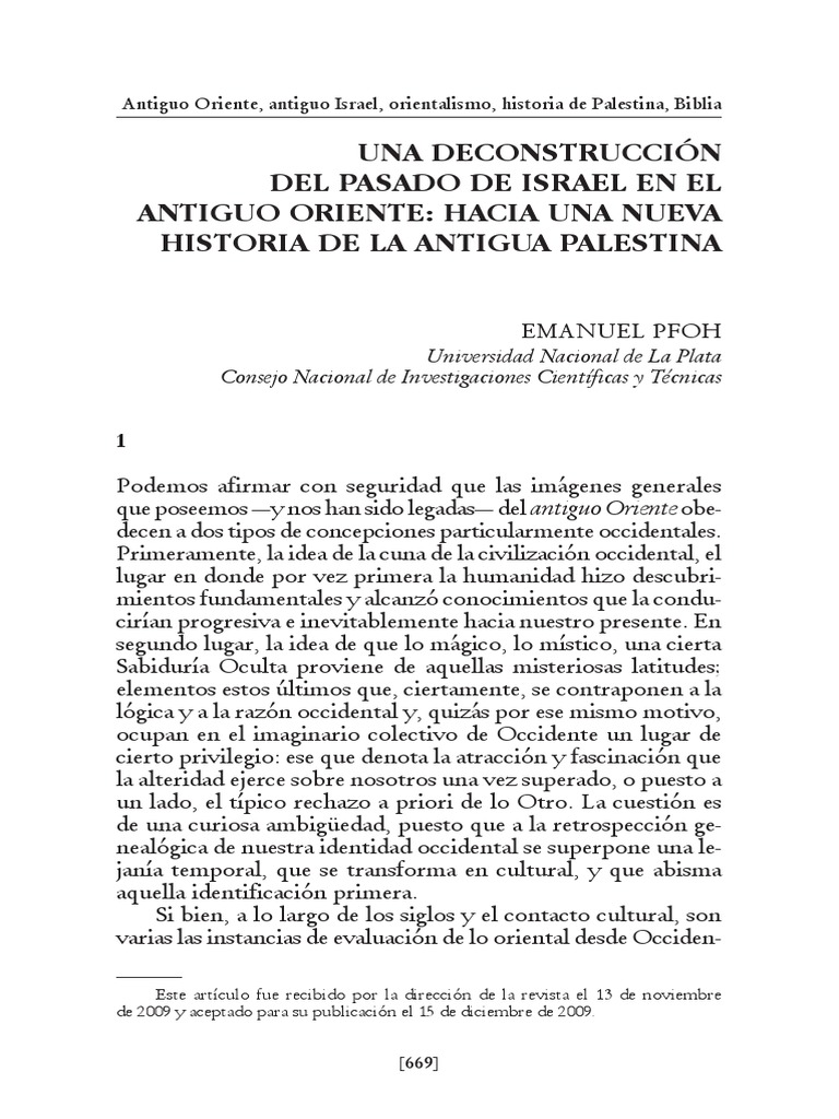 Pfoh Emanuel, Una Deconstrucción Del Pasado de Israel | PDF | Mundo ...