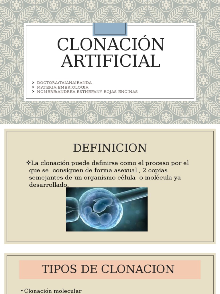 Clonación Artificiales PDF Clonación Ciencias de la vida